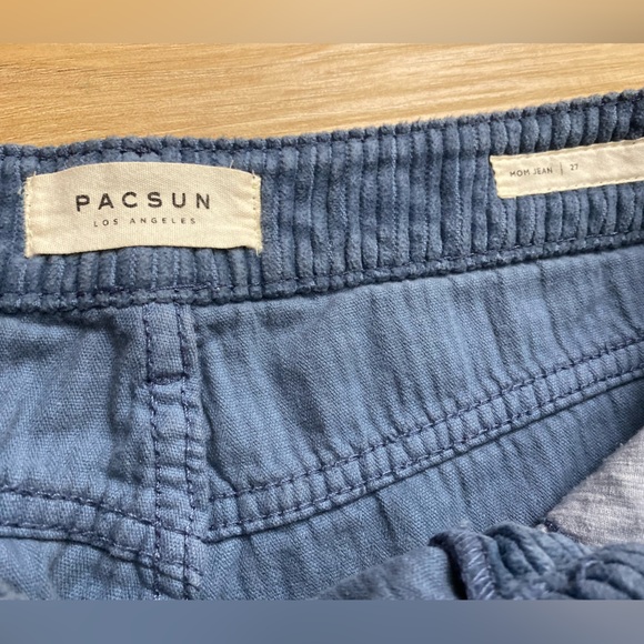 ❤️❤️PacSun Slate Blue Corduroy High-Waisted Straight Leg Short -Length Mom Pants - Picture 4 of 10